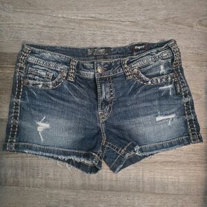 Silver Jeans Blue Denim with Tan Accents